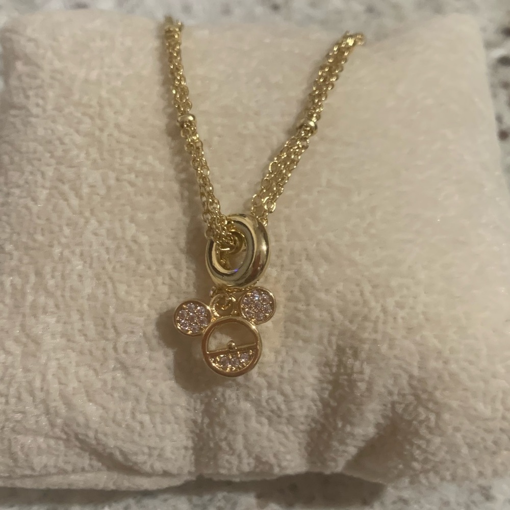 Mickey Mouse Stainless Steel goldtone pendant with chain